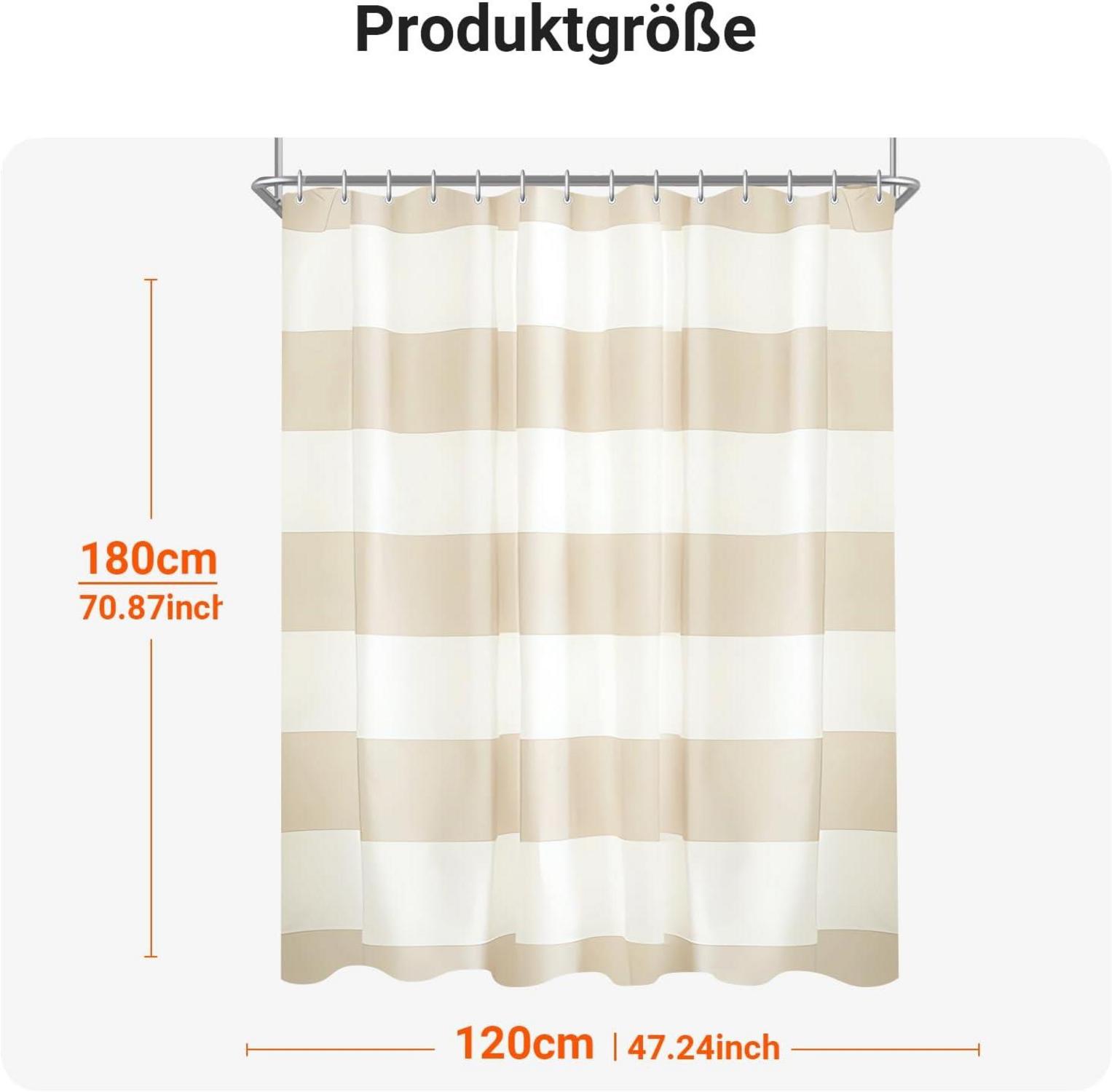 Duschvorhang 120x180cm Beige Streifen wasserabweisend & antibakteriell