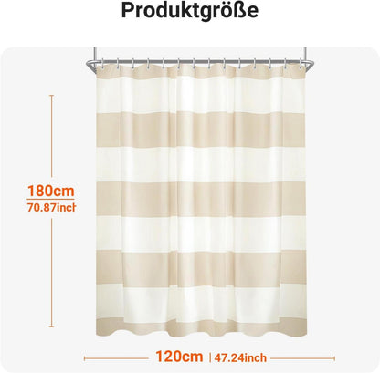 Duschvorhang 120x180cm Beige Streifen wasserabweisend & antibakteriell