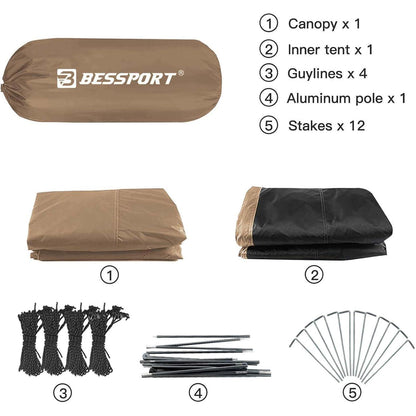 3 Personen Kuppelzelt Khaki - Wasserdicht & Winddicht