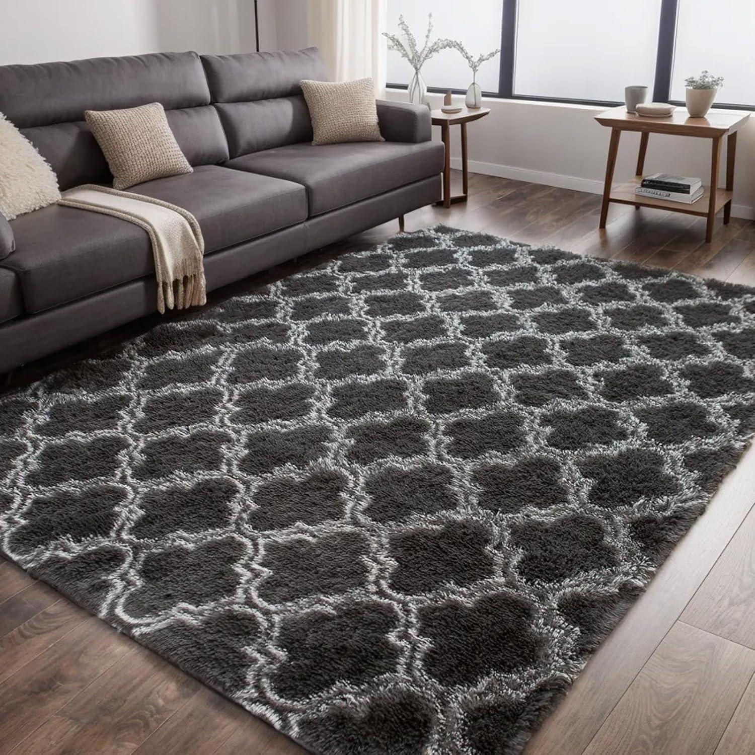 Weicher Zottelteppich Modern Rutschfester Flauschiger Teppich waschbar