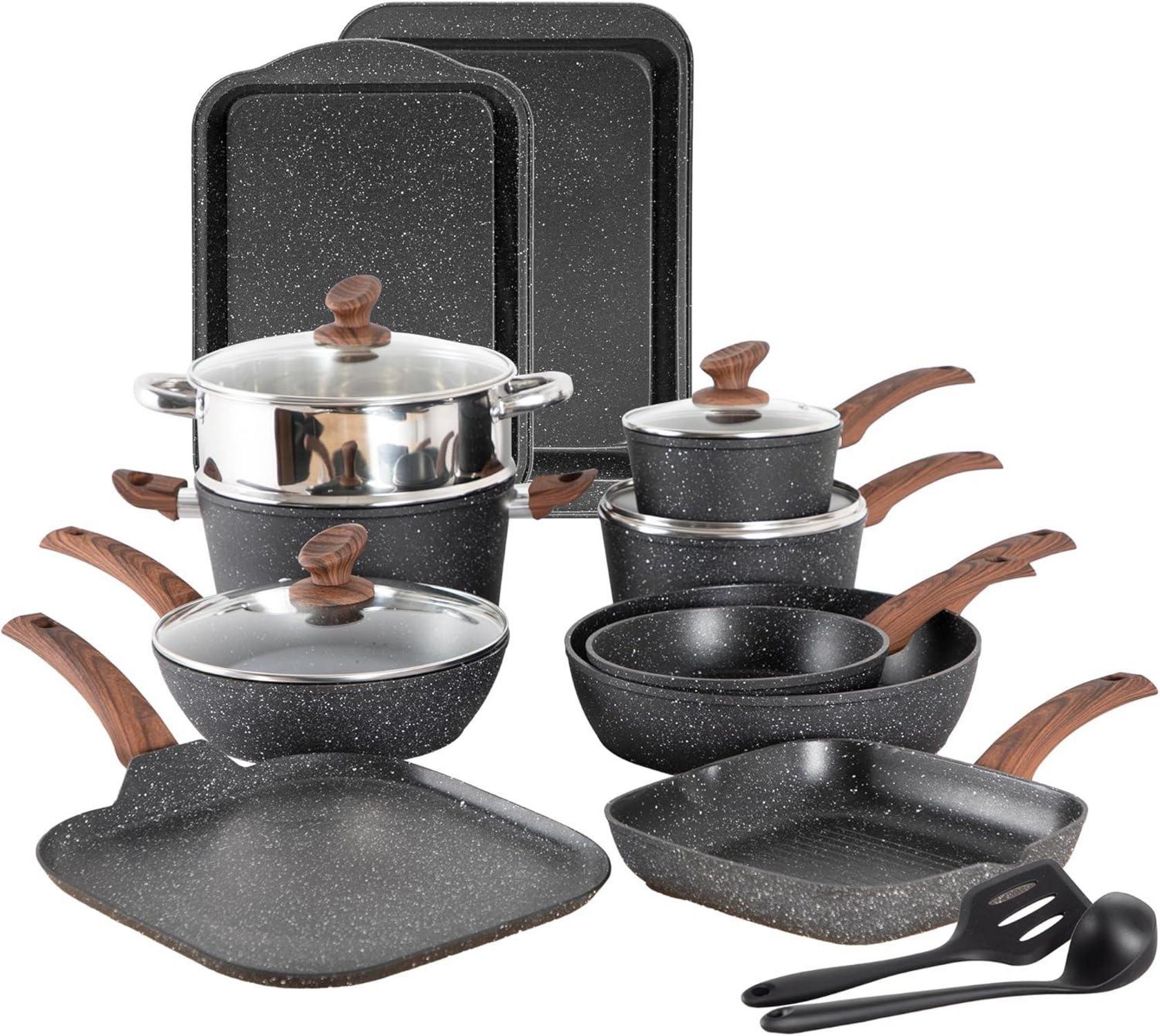 17-teiliges Induktions-Kochgeschirr-Set mit Granitbeschichtung und