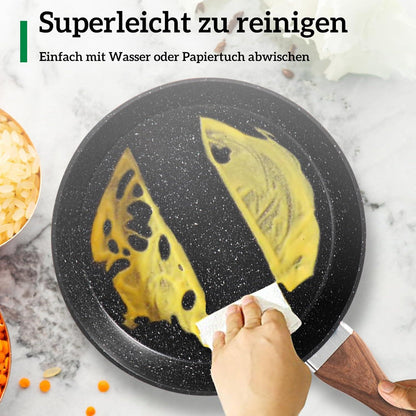 Kitchen Academy 17-teiliges Induktions-Kochgeschirr-Set - mit Glasdeckeln und Granitbeschichtung - Pfannen und Töpfe