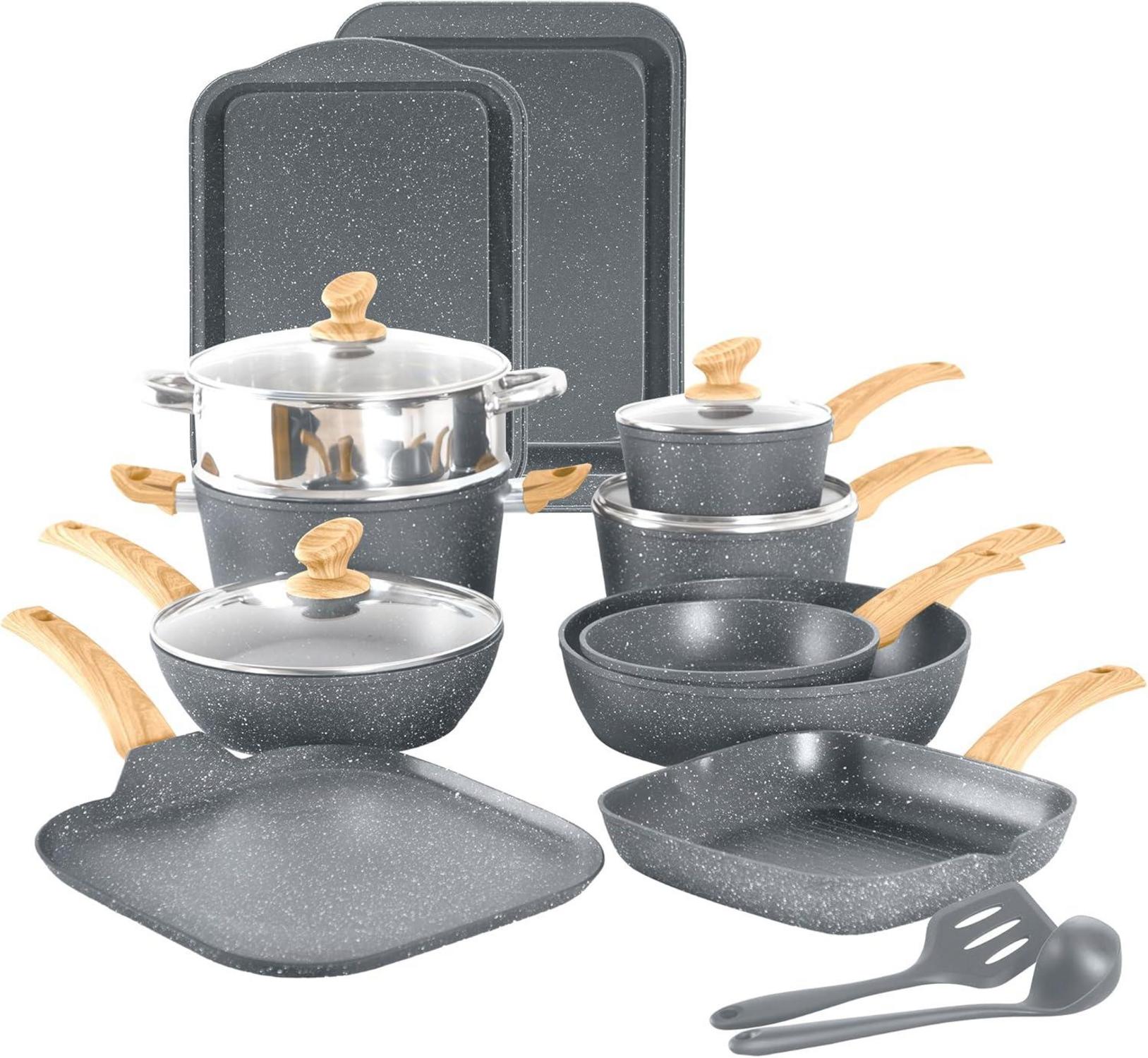 17-teiliges Induktions-Kochgeschirr-Set mit Granitbeschichtung und
