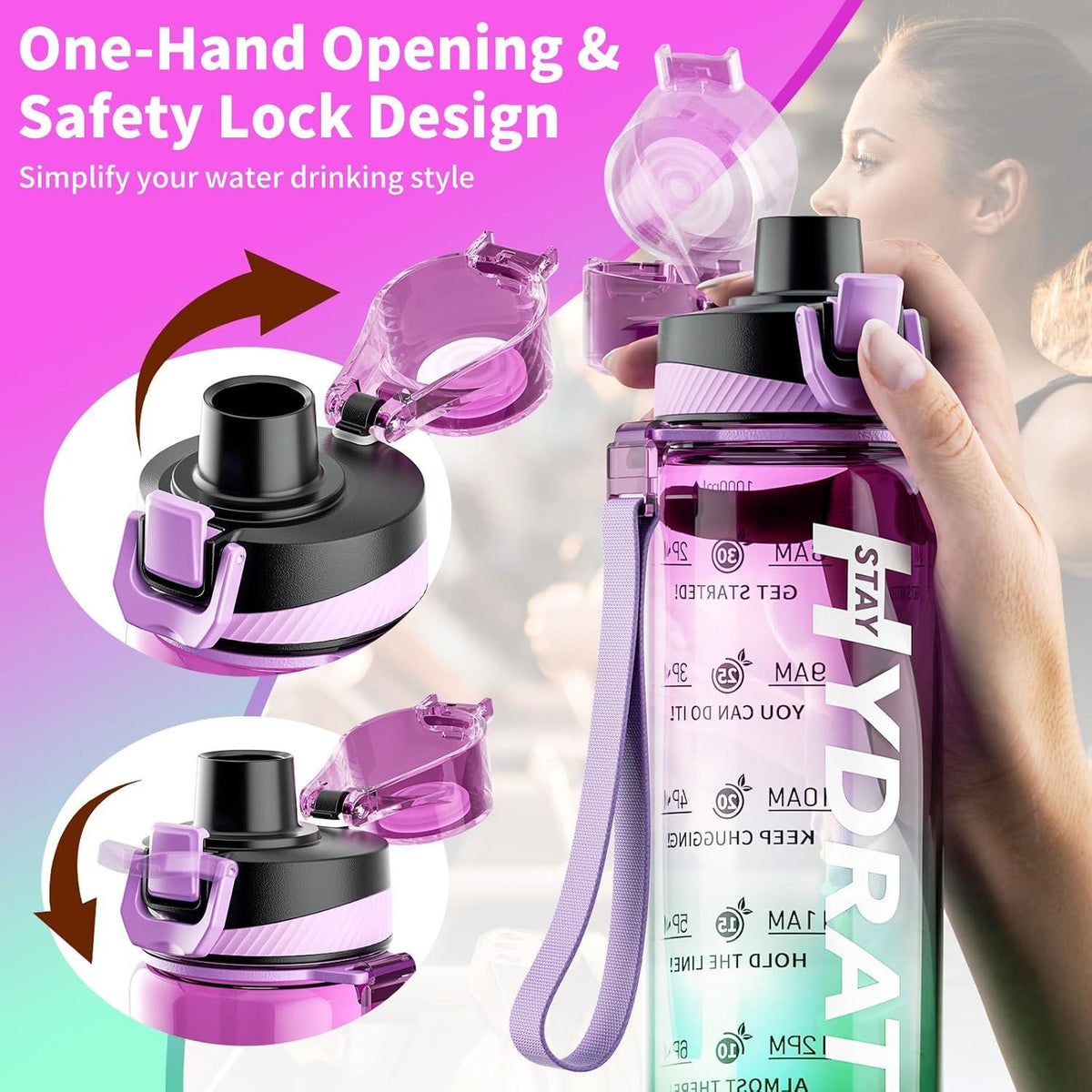 Trinkflasche 1L BPA-Frei Auslaufsicher Tritan Sport Flasche mit
