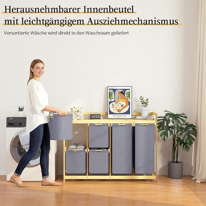 200L Wäschekorb mit 6 Fächern & Wäschesäcken