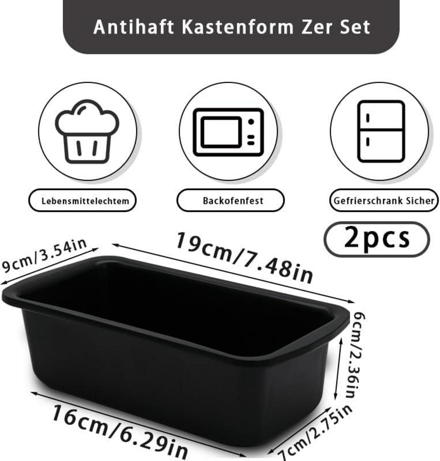2 Stk Edelstahl Brotbackform 19x9x6cm Antihaft Backform