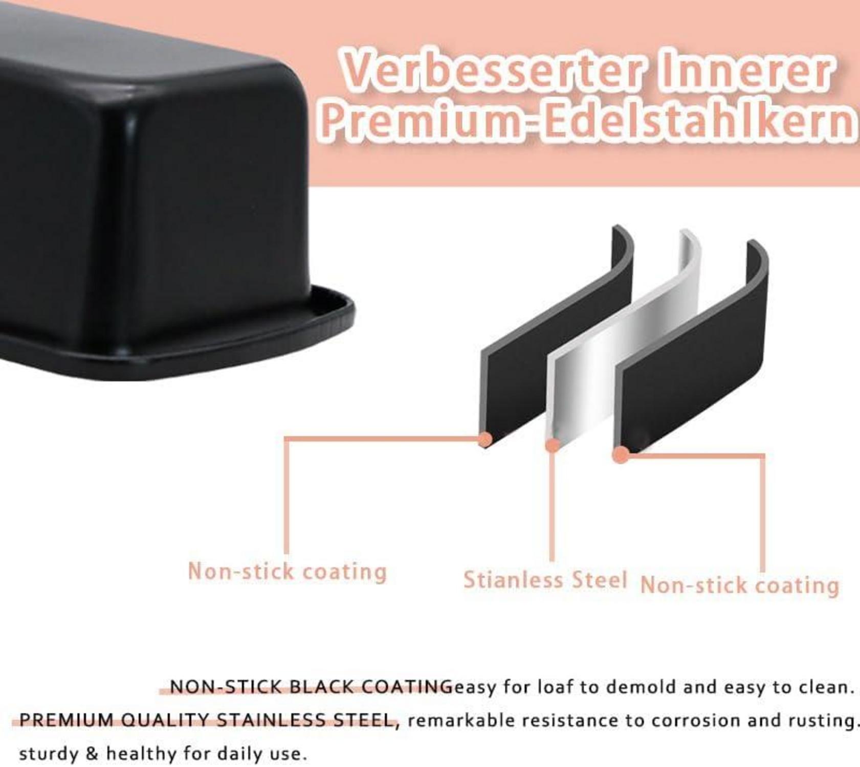 Edelstahl Brotbackform 19x9x6cm Kastenform Antihaftbeschichtung für Backofen