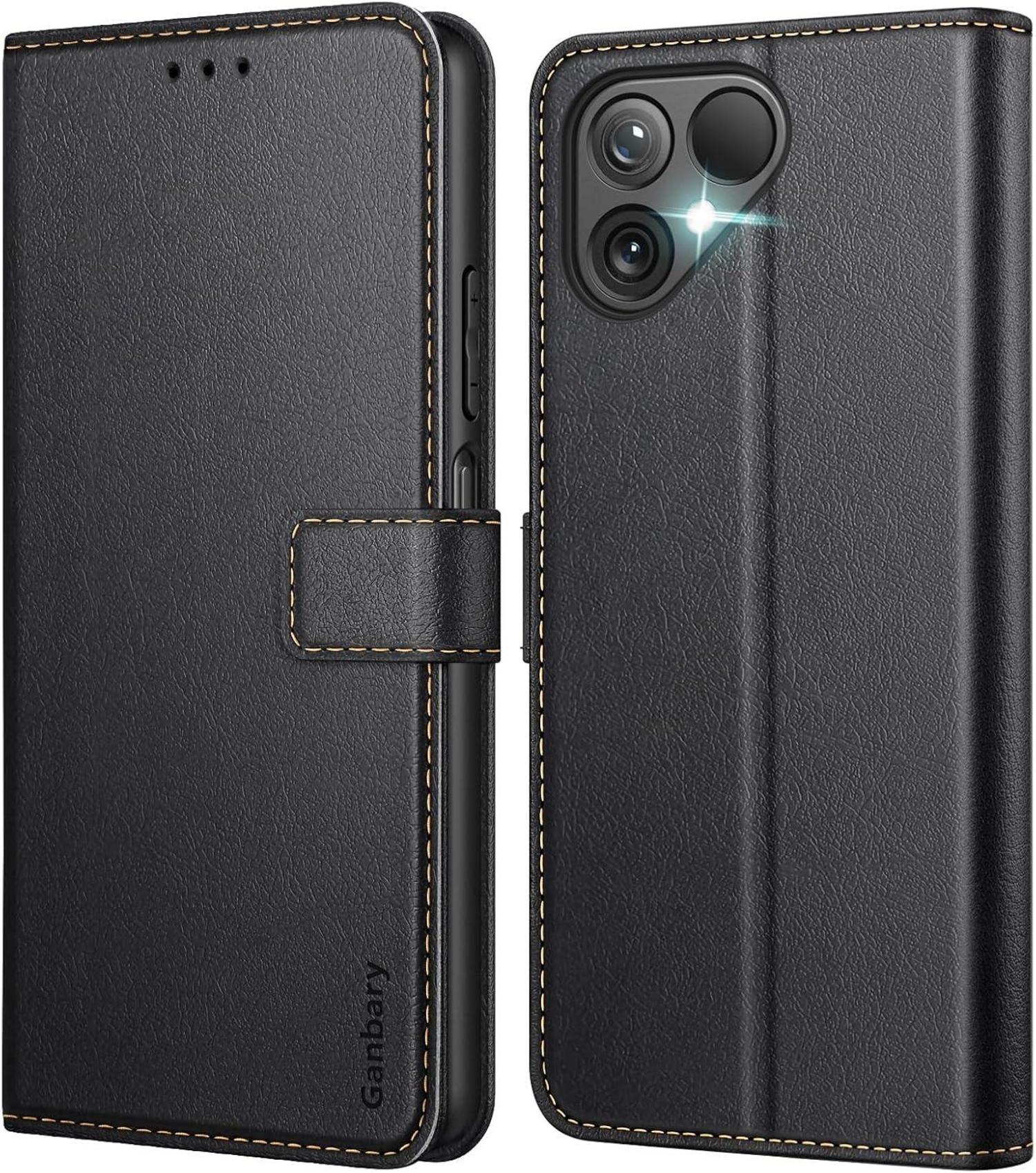 Handyhülle Fairphone 5 Premium Leder Klapphülle Schwarz