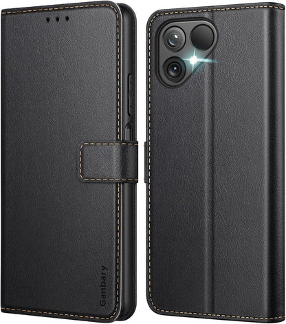 Handyhülle Fairphone 5 Premium Leder Klapphülle Schwarz