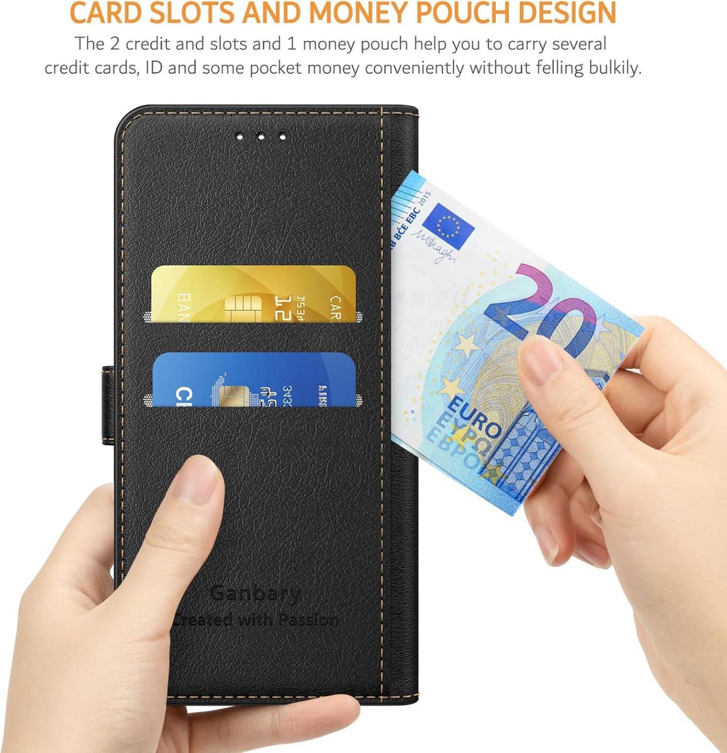 Handyhülle Fairphone 5 Premium Leder Klapphülle Schwarz