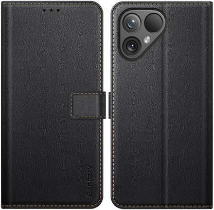 Leder Handyhülle Fairphone 5 Klapphülle Schwarz Magnet Standfunktion