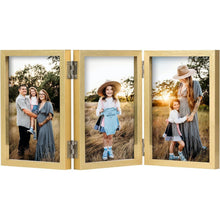 Bilderrahmen 3 Fotos 10x15 Holz Fotorahmen Glasfront Gold