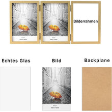 Bilderrahmen 3 Fotos 10x15 Holz Fotorahmen Glasfront Gold