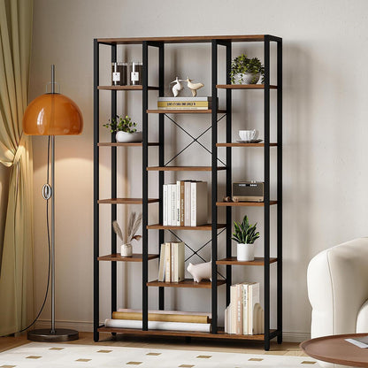 Standregal 6 Ebenen – Vintagebraun & Schwarz, 30x100x170cm