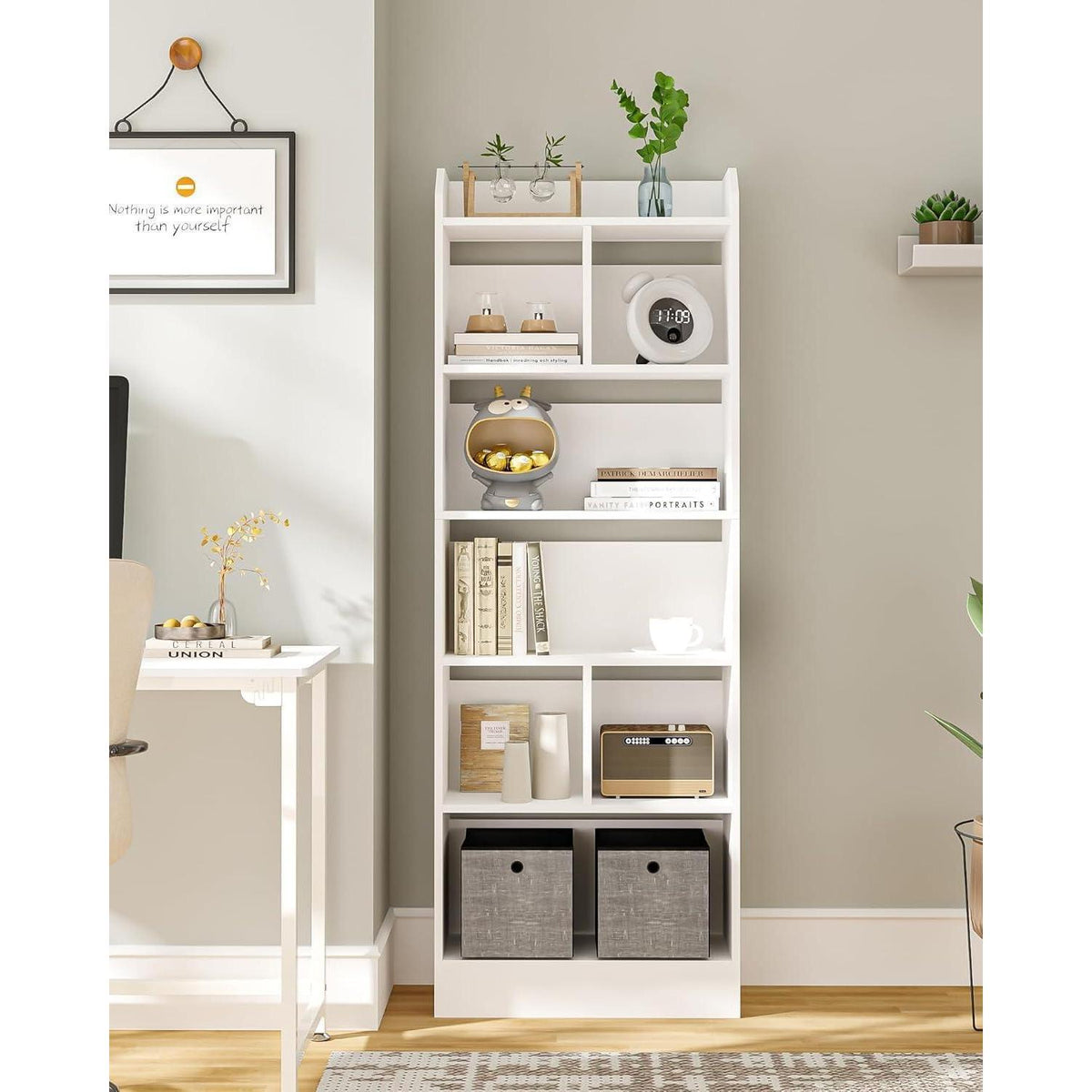 Weißes Bücherregal 6 Fächer – 170cm hoch, Standregal