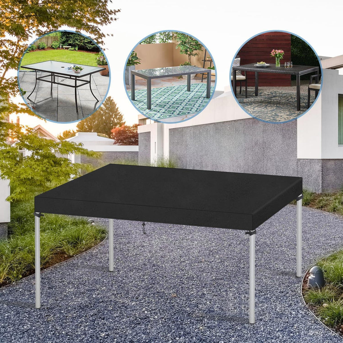 Wasserdichte Gartentisch Abdeckhaube 150x80x15cm Rechteckig