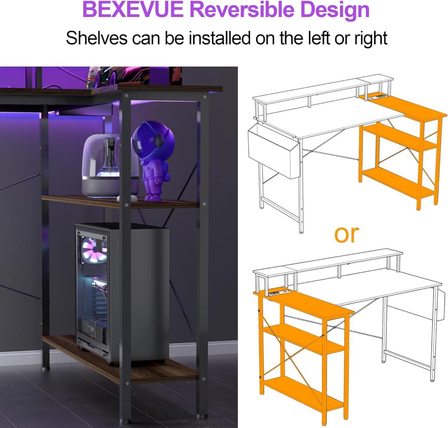 Eckschreibtisch LED 120x70 cm mit Steckdosenleiste