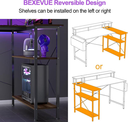 Eckschreibtisch LED 120x70 cm mit Steckdosenleiste