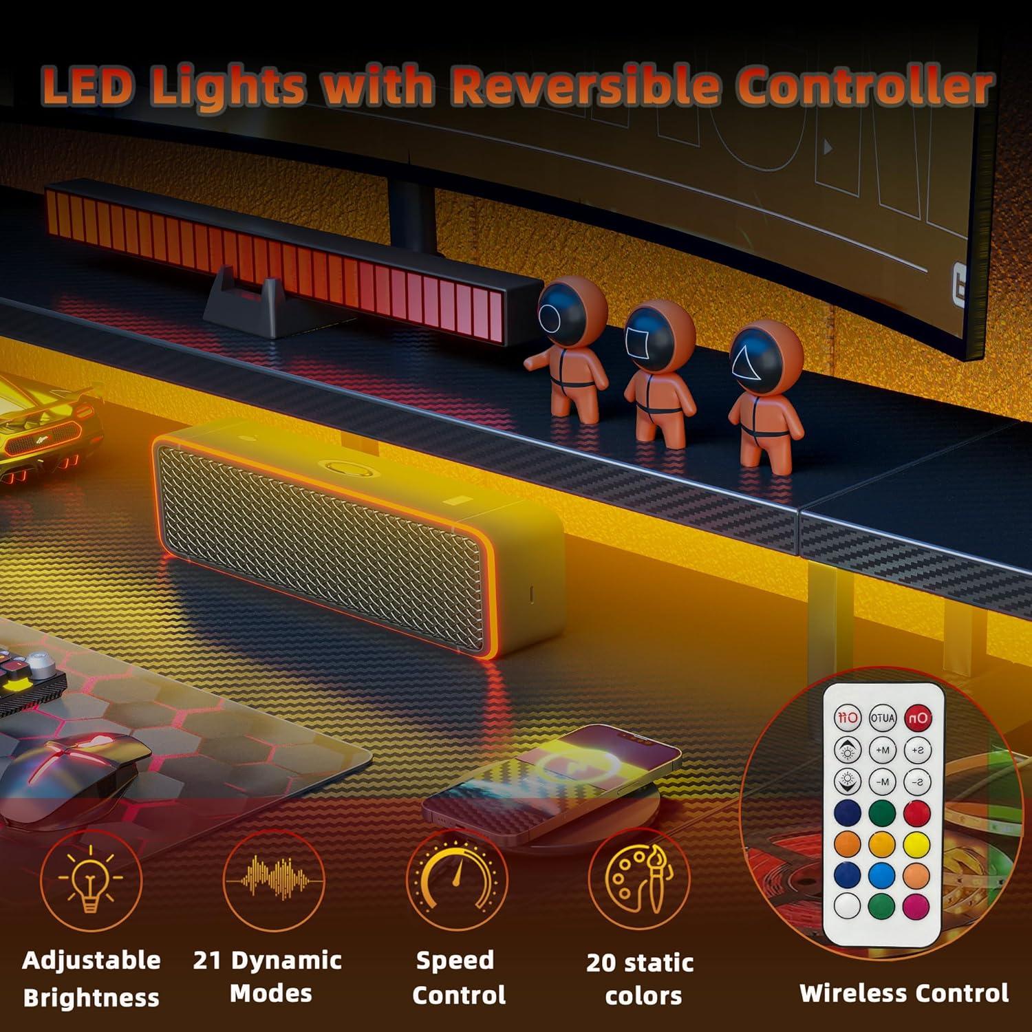 Eckschreibtisch LED 120x70 cm Steckdosenleiste Ablagefächer