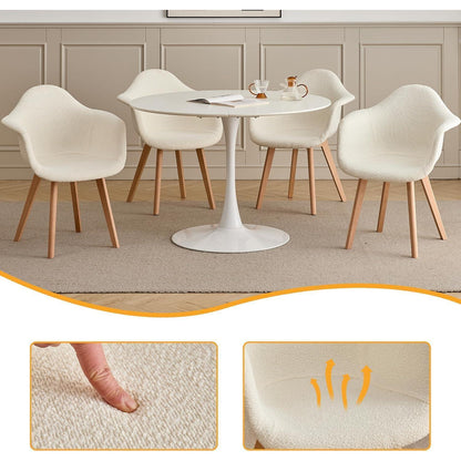 4er-Set Esszimmerstühle Beige, Vintage-Stil mit Armlehnen