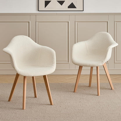 4er-Set Esszimmerstühle Beige, Vintage-Stil mit Armlehnen