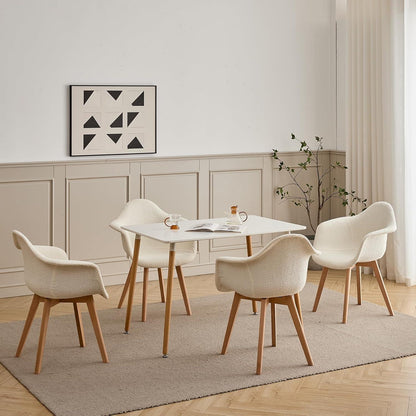 2 Esszimmerstühle im Vintage-Stil, Beige, Teddy-Samt
