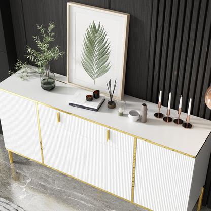 Weißes Sideboard mit 4 Türen & Schublade – 160cm Wohnzimmerschrank