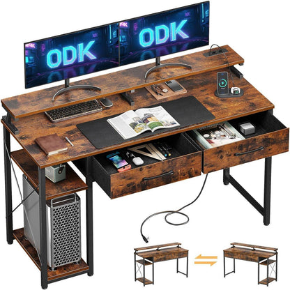 Schreibtisch mit 2 Schubladen und USB-Ladeanschluss, 120x50cm