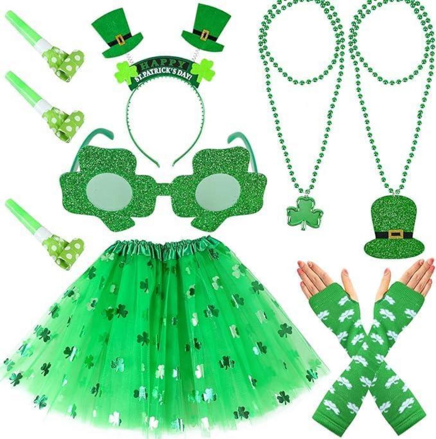 St. Patrick's Day Accessoire Kostüm Set Kleeblatt Tutu Stirnband