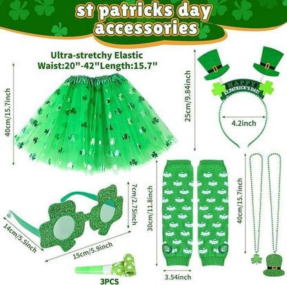 St. Patrick's Day Damen Mädchen Kleeblatt Party Kostüm Set