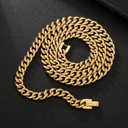 Panzerkette Herren Edelstahl 7mm 18K Gold Cuban Link Chains 61cm