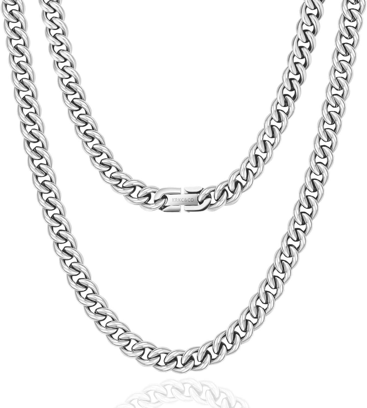 Edelstahl Panzerkette 9mm 18K Gold Vergoldet Cuban Link Chain 50.8cm