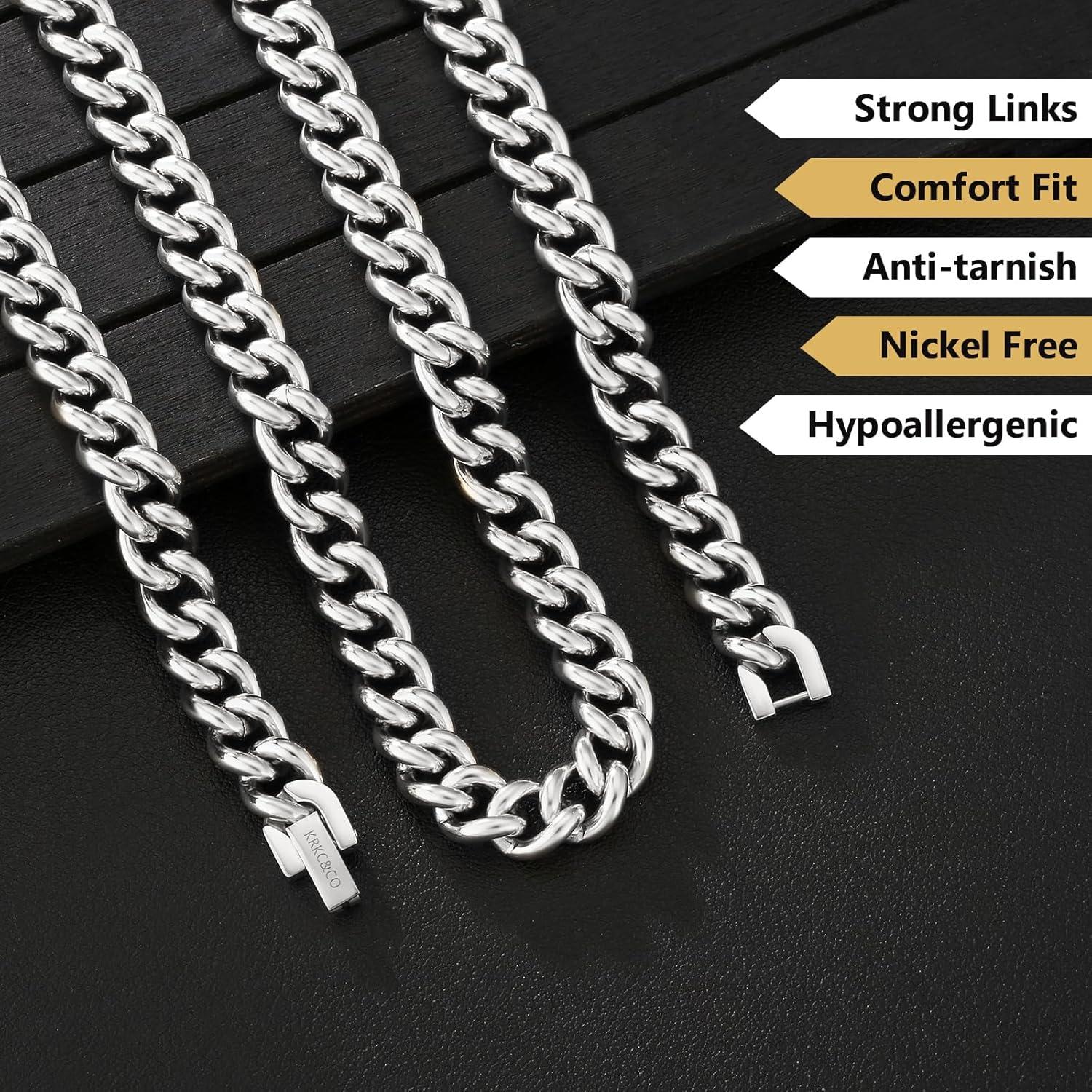 Edelstahl Panzerkette 9mm 18K Gold Vergoldet Cuban Link Chain 50.8cm