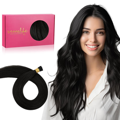 Echthaar I Tip Extensions – Natürliches Schwarz, 50g/50cm