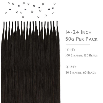 Echthaar Haarverlängerung Dunkelbraun 50g 55cm I Tip