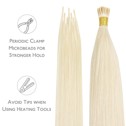 Echthaar I Tip Extensions Platinblond 60cm Haarverlängerung