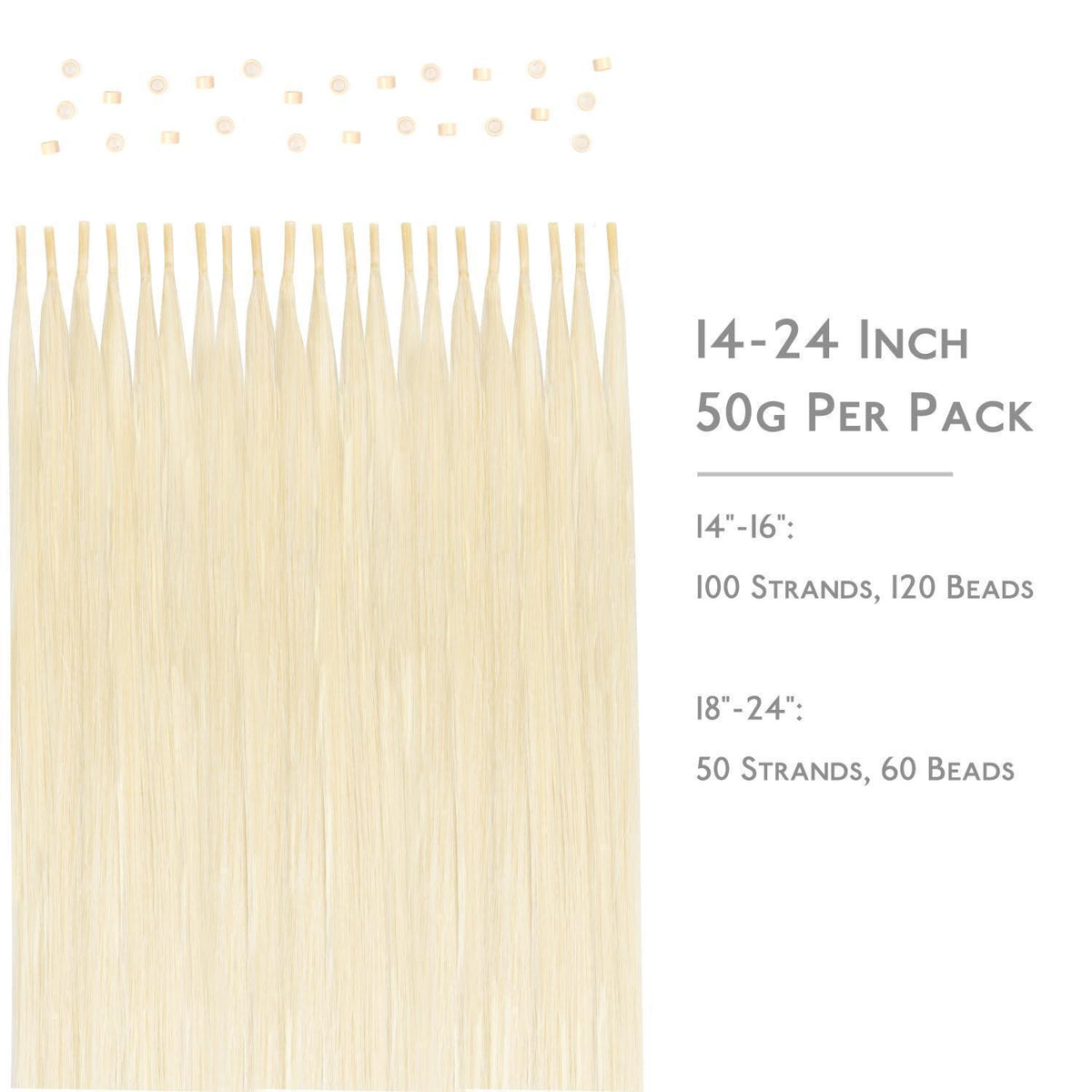 Echthaar Haarverlängerung I Tip Platinblond 45cm 50g