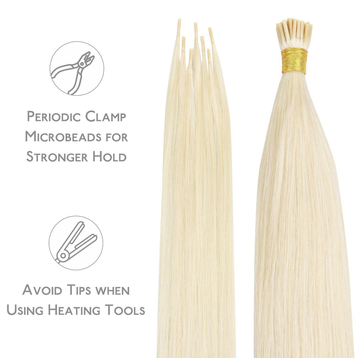 Echthaar Haarverlängerung I Tip Platinblond 45cm 50g