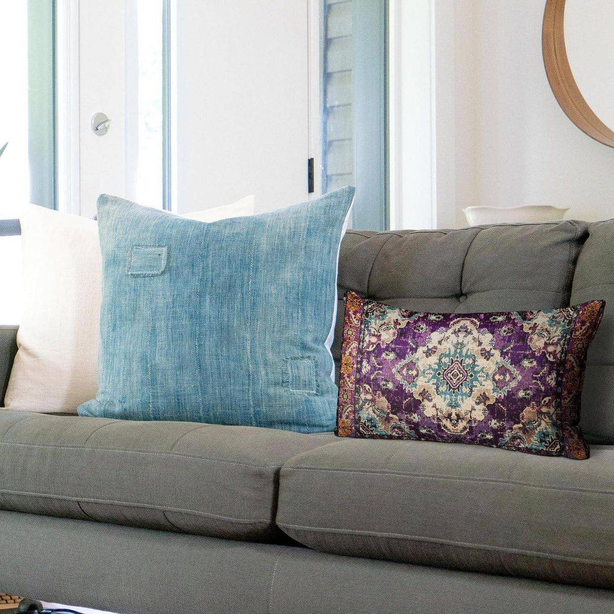 Boho Kissenbezüge 2er Set Samt 30x50 Lila Retro Ethno