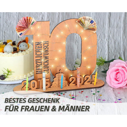 Personalisiertes Holz Gästebuch mit LED Lichterkette