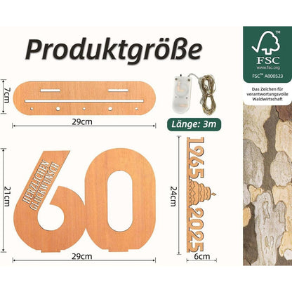 Personalisiertes Holz Gästebuch mit LED Lichterkette