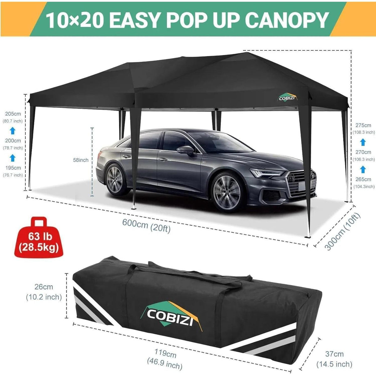 Faltpavillon 3x6m wasserdicht mit 6 Seitenwänden – Outdoor Zelt
