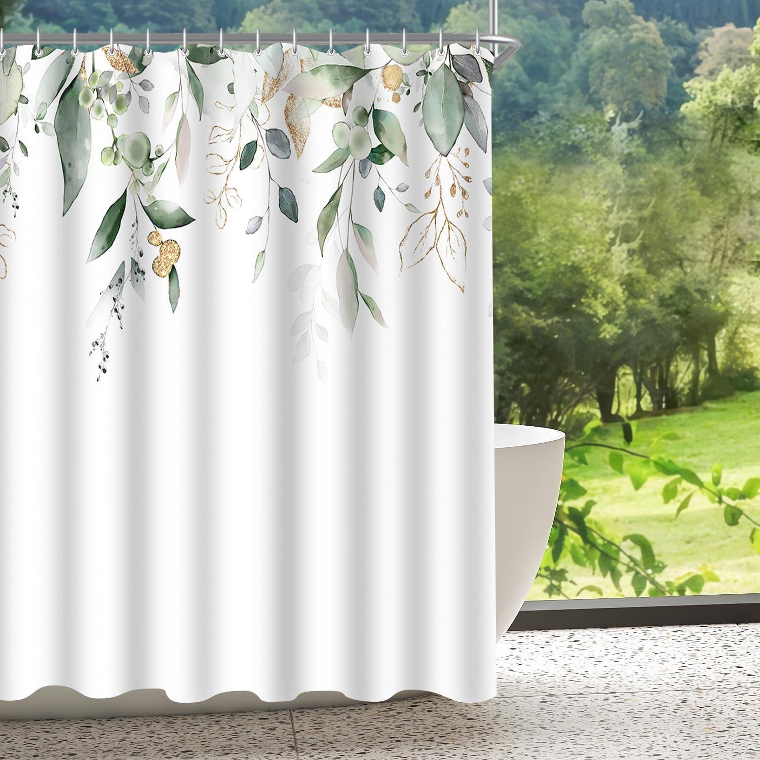 Lerores Duschvorhang Goldene Blätter 240x180cm H180 x B240 cm (1er