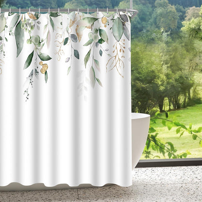 Lerores Duschvorhang Goldene Blätter 240x180cm H180 x B240 cm (1er