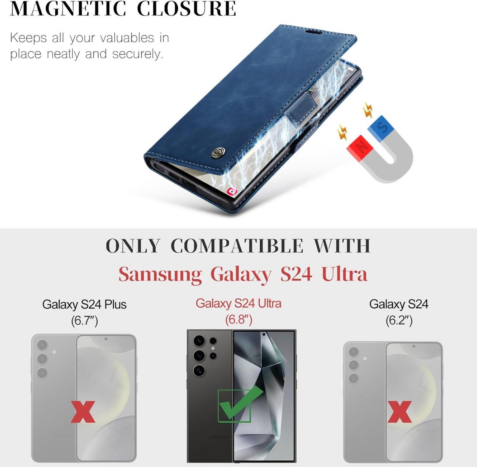 KZB Samsung Galaxy S24 Ultra 5G Hülle Leder Flip Case Blau