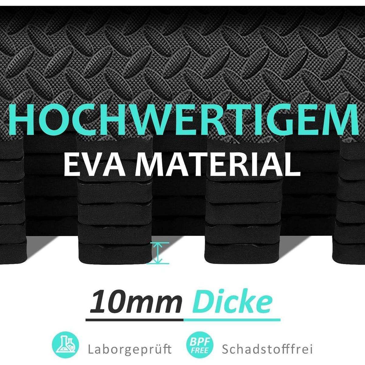 Fitness Bodenschutzmatte 61x61cm Puzzlematte 10mm Dicke Rutschfest