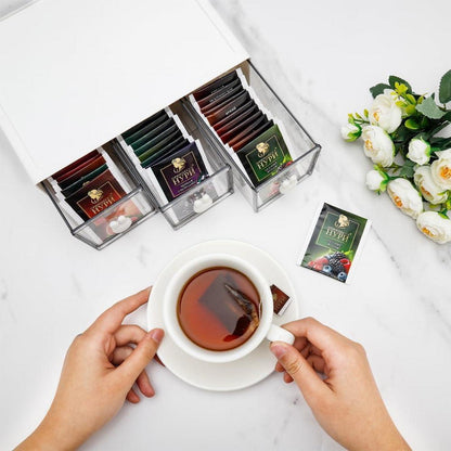 Teebox mit 3 Schubladen - Aufbewahrungsbox für Teebeutel und Kaffee