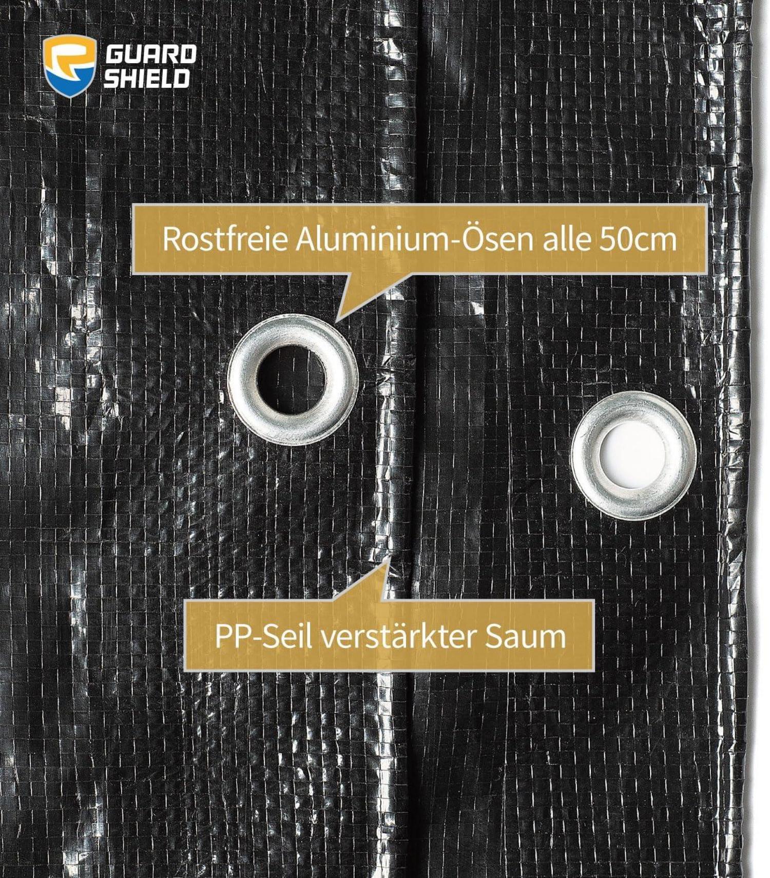 Guard Shield Abdeckplane 4m x 4m Schwarz Wasserdicht & UV-stabilisiert