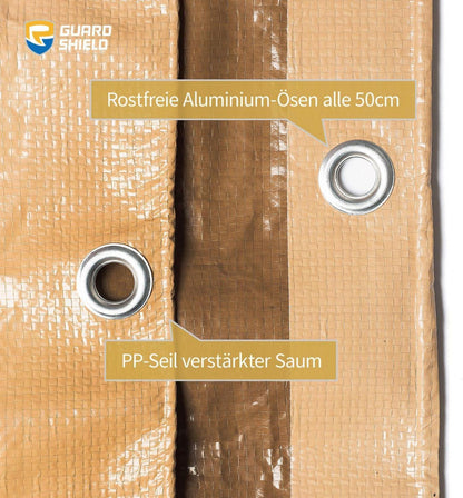Abdeckplane Wasserdicht 3m x 6m Beige/Khaki 120g/m² GUARD SHIELD