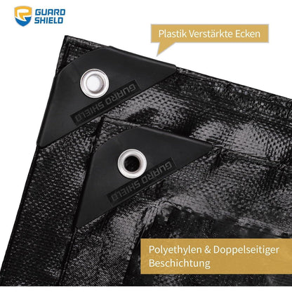 Schwarze Abdeckplane 6x8m Wasserdicht mit Ösen